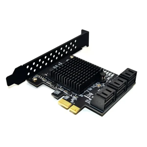 Carte d’extension SATA 3.0, PCI express, 6 ports, chipset Marvell 88SE9215, PCIe vers SATA iii, convertisseur, avec dissipateur thermique, pour disque dur (Black)