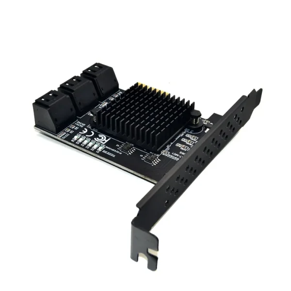 Carte d’extension SATA 3.0, PCI express, 6 ports, chipset Marvell 88SE9215, PCIe vers SATA iii, convertisseur, avec dissipateur thermique, pour disque dur (Black) – Image 4