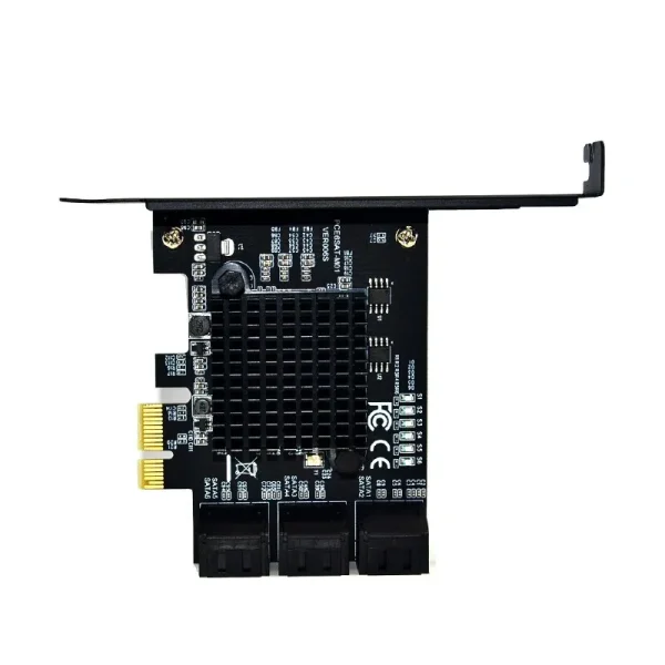 Carte d’extension SATA 3.0, PCI express, 6 ports, chipset Marvell 88SE9215, PCIe vers SATA iii, convertisseur, avec dissipateur thermique, pour disque dur (Black) – Image 2