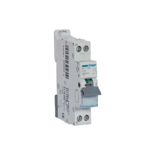 HAGER MJT740 – Disjoncteur 40A – 1P+N – Courbe C – PdC 6kA